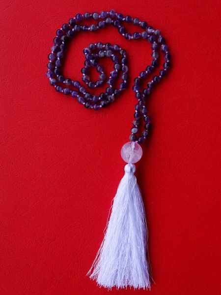 Amethyst and Quartz, Necklace - Traditional Style